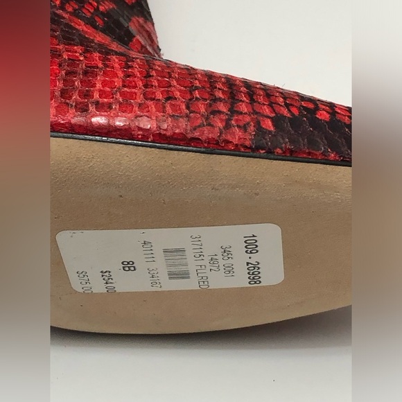 Stuart Weitzman Fifer Red Python Print Leather Boots Sz 8 - Picture 10 of 12